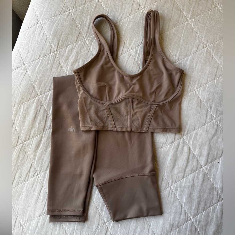 Alo Taupe Mesh Tank and Airlift Legging